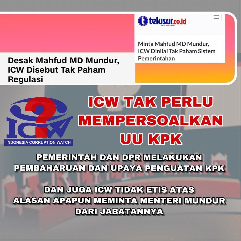 Ultimatum Menkopolhukam, ICW Tak Paham Aturan Tata Negara