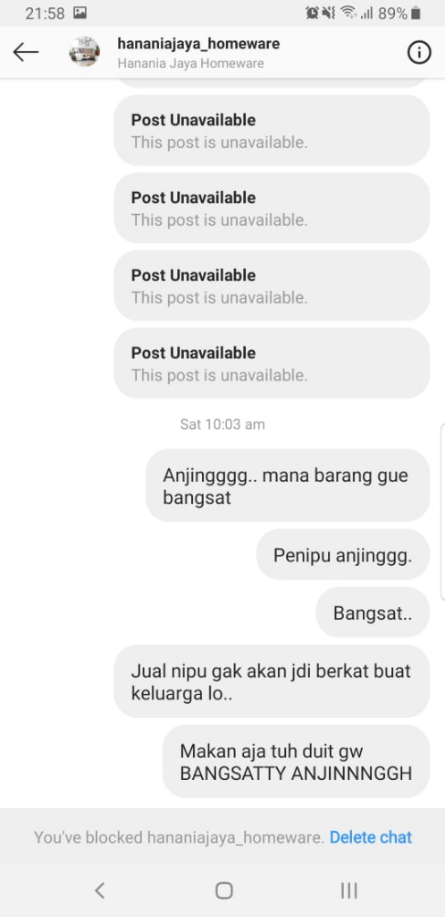 Penipu Akun OL IG HANANIAJAYA_HOMEWARE