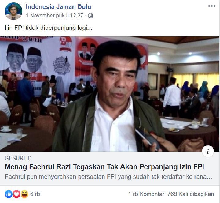 Menteri Agama Tidak Akan Perpanjang Izin FPI?