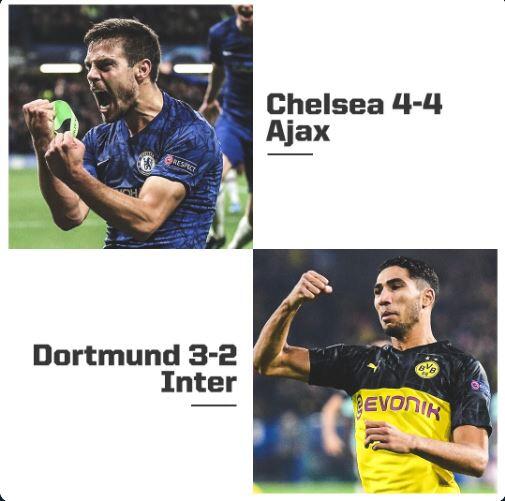 Hasil Lengkap Liga Champion Penuh Drama: Chelsea vs Ajax 4-4, Dortmund vs Inter 3-2