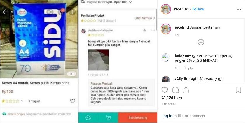 Netizen Ngamuk, Setelah Beli Online Kertas A4 1 Rim Harga Rp 100 Cuma Dapat Selembar