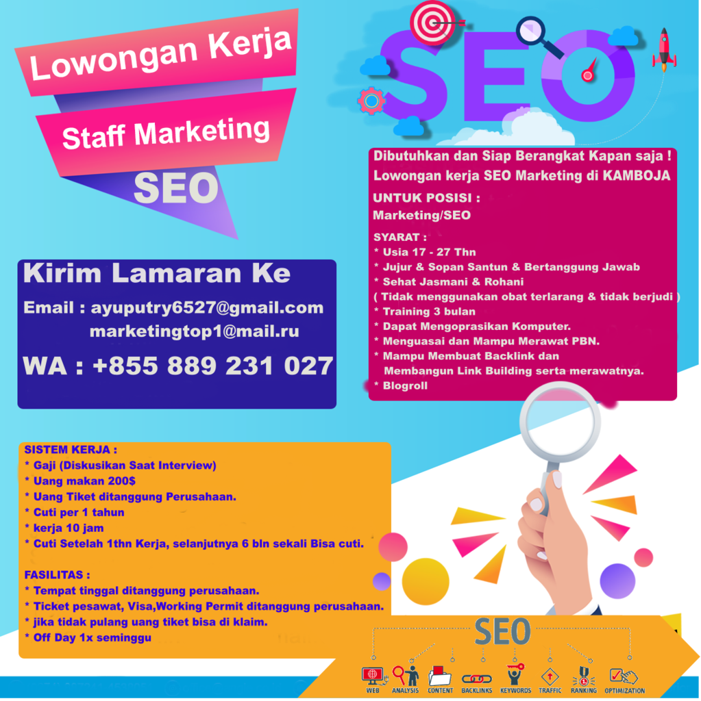 Dibutuhkan dan Siap Berangkat Kapan saja ! Lowongan kerja SEO Marketing di KAMBOJA