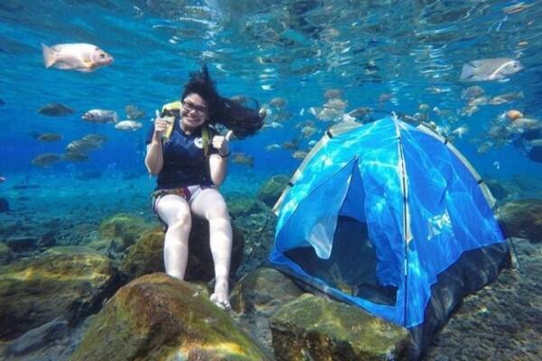 Serunya Liburan Ke Umbul Ponggok, Klaten. Tetap Eksis Meski Di Dalam Air