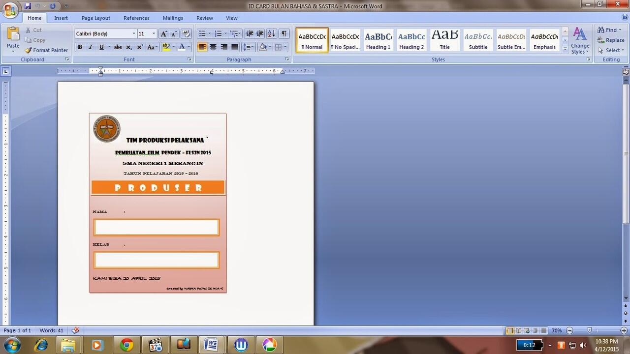 Cara Membuat Kartu ID Card di MS Word 2007 untuk Pemula