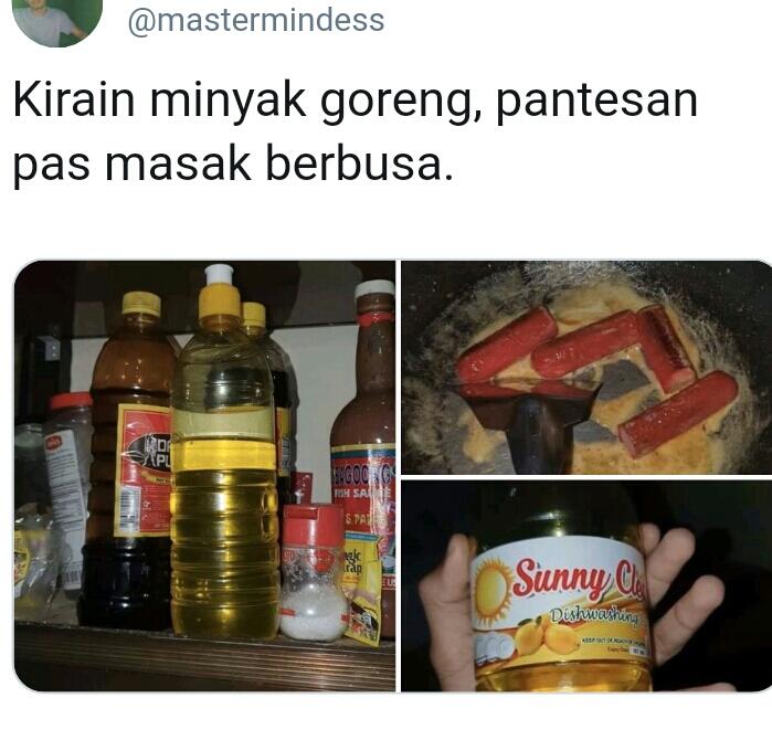 Niat Ingin Masak Sosis, Pria Ini Malah Ambil Botol Sabun Cuci Sebagai Minyak Goreng