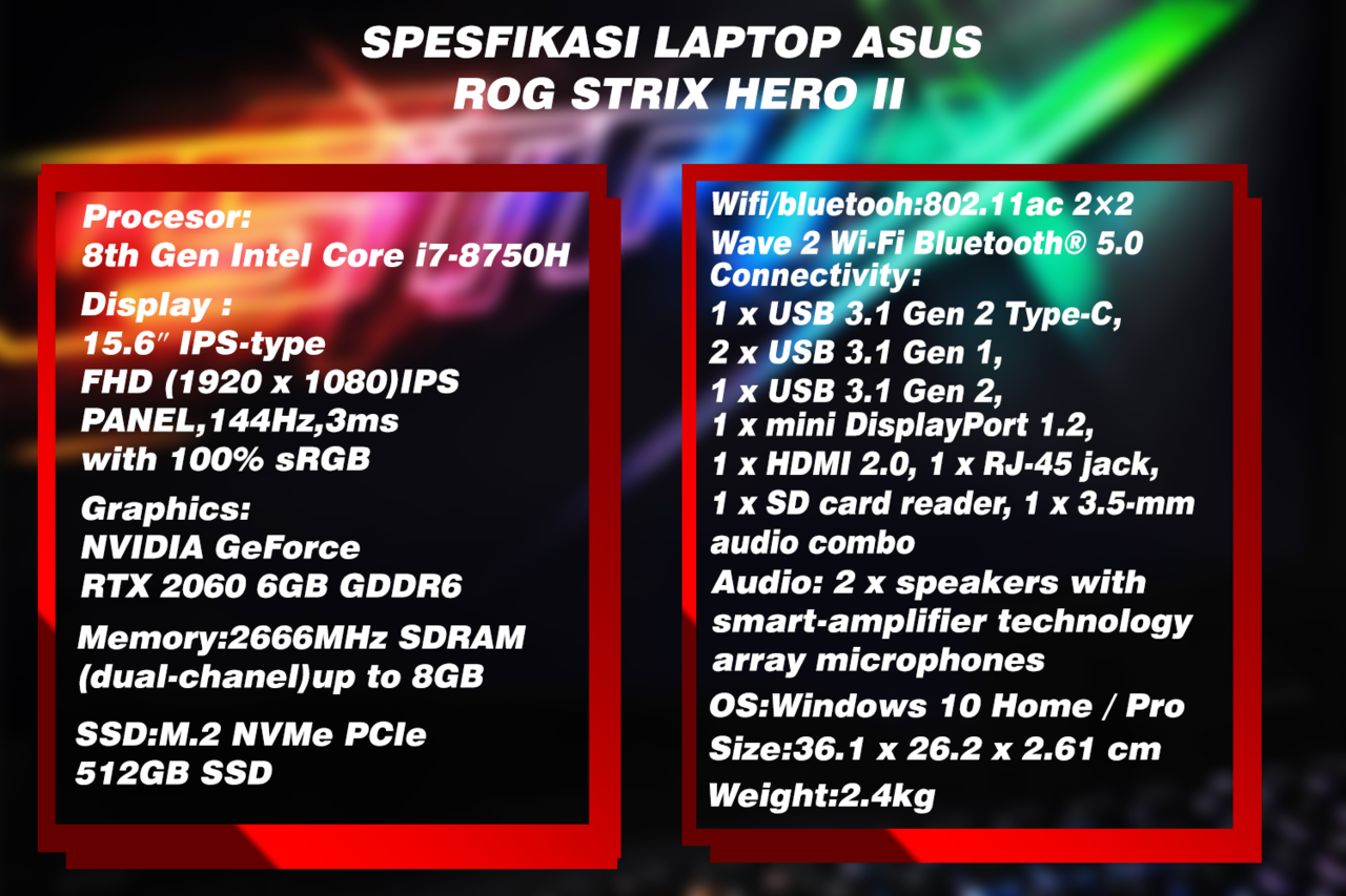 Gaming Laptop ROG STRIX HERO II/GL-504GV 