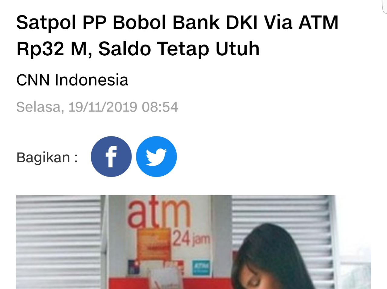 Anak Buah Anies Baswedan Bobol Bank DKI Rp32 Miliar Hanya Lewat ATM