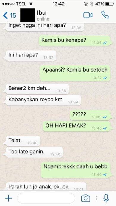 Baca Chat Ibu dan Anak Ini Dijamin Ngakak 4G LTE, Ada yang Jalan Mundur! Lah?