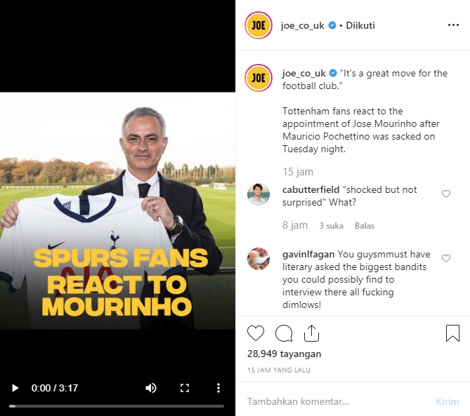 Yuk Intip Reaksi Fans Tottenham tentang Pelatih Barunya Yaitu Mourinho