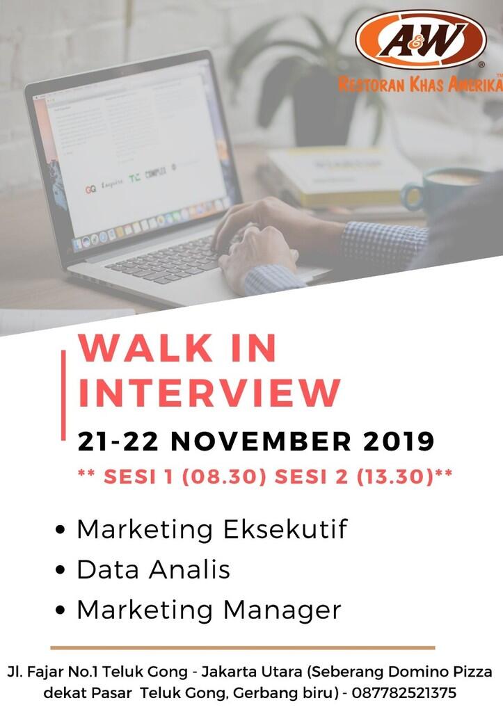 INFO WALK IN INTERVIEW POSISI MARKETING EKSEKUTIF DAN DATA ANALIS