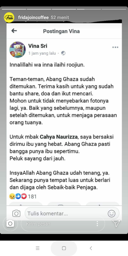 Ghaza, Anak Berkebutuhan Khusus Hilang di Bekasi