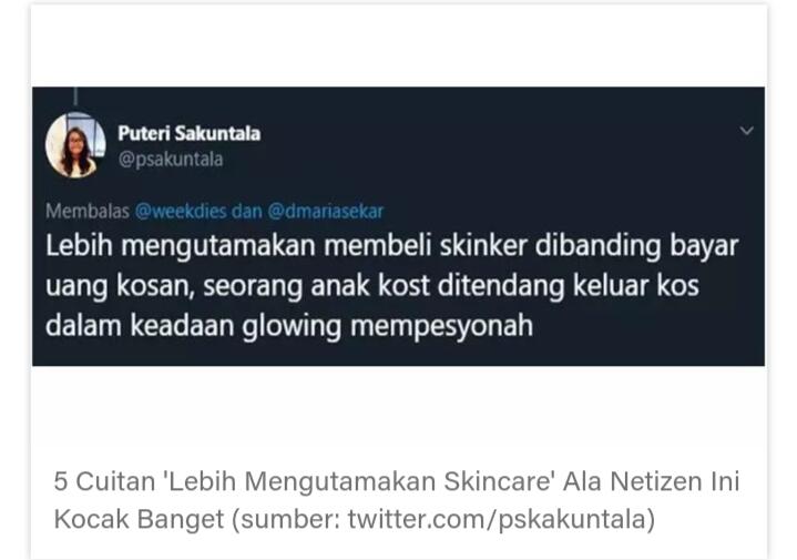 Kocak! Cuitan Netizen 'Lebih Memilih Skincare' Ini Bikin Ngakak Guling-guling, Gan