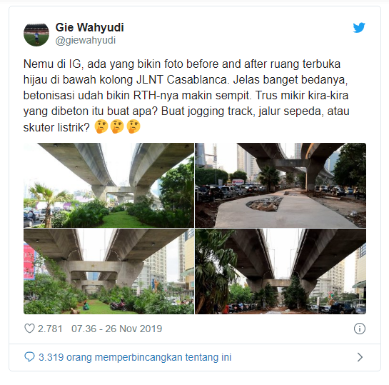 Netizen Soroti Perbedaan Kolong JLNT Casablanca Era Ahok dengan Anies Baswedan
