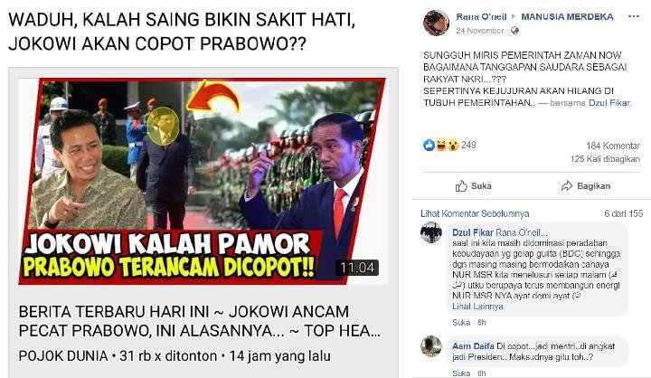 Presiden Jokowi Ancam Copot Menhan Prabowo Karena Kalah Pamor?