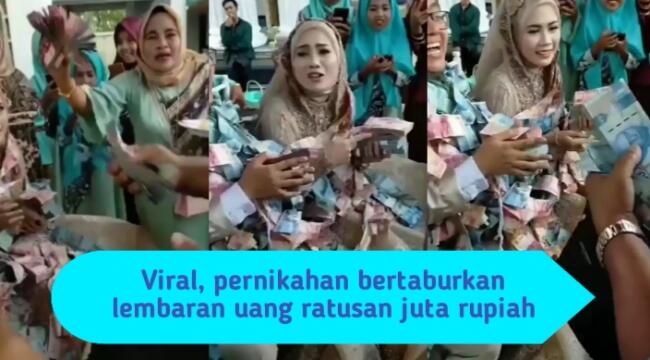 Viral, Pengantin Ini Berpakaian Penuh Uang Ratusan Juta, Yang Ngawer Sultan Semua!