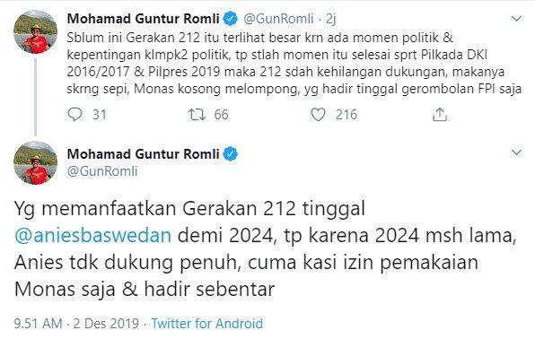 Guntur Romli Menyebut Anies Manfaatkan Reuni 212 Untuk Maju Pilpres 2024