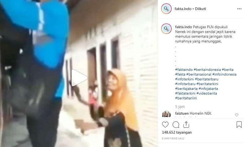 Arus Listrik Rumahnya Diputus, Nenek ini Pukuli Petugas PLN Pake Sendal