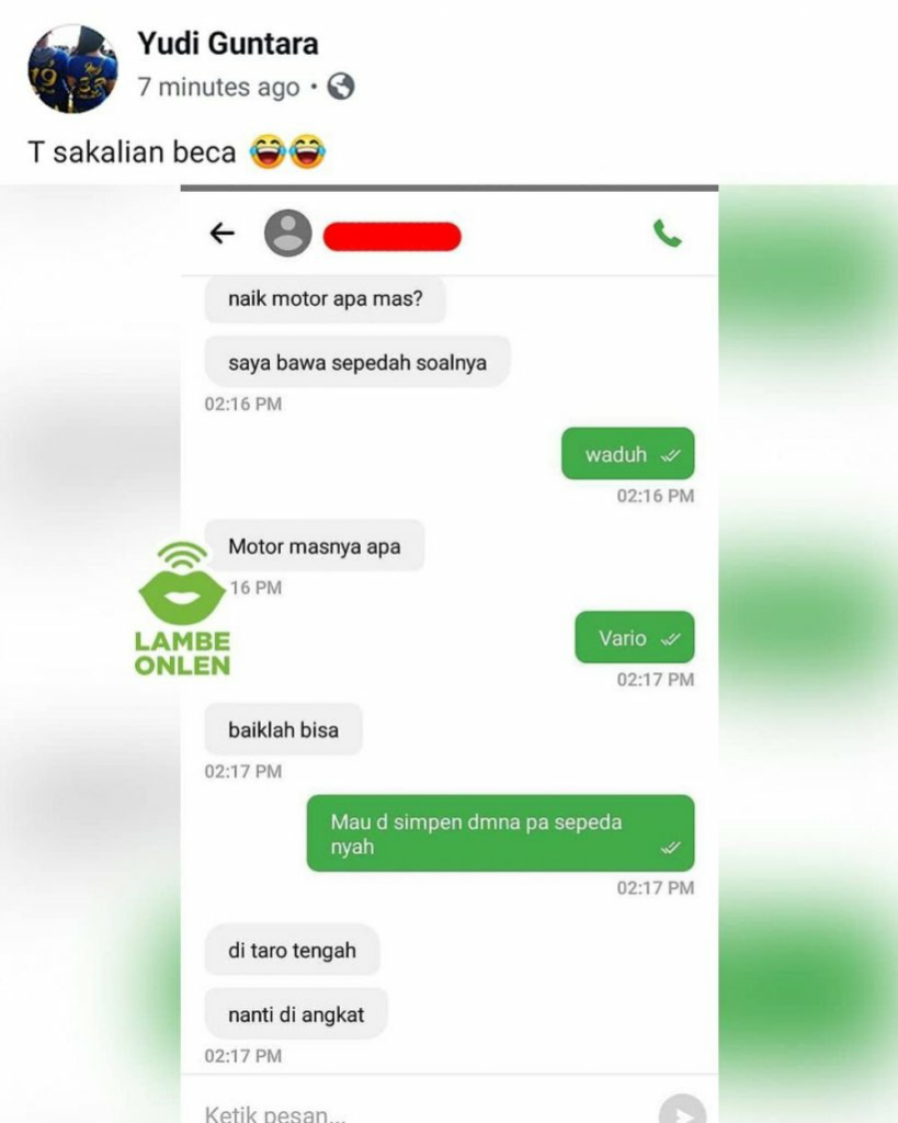 Chat Lucu Ojek Online Nurutin Kata Pelanggan, Kocak!
