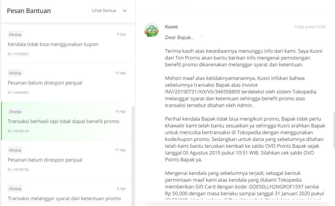 TOKOPEDIA menahan cashback dan akun diblokir ikut promo tanpa bukti jelas