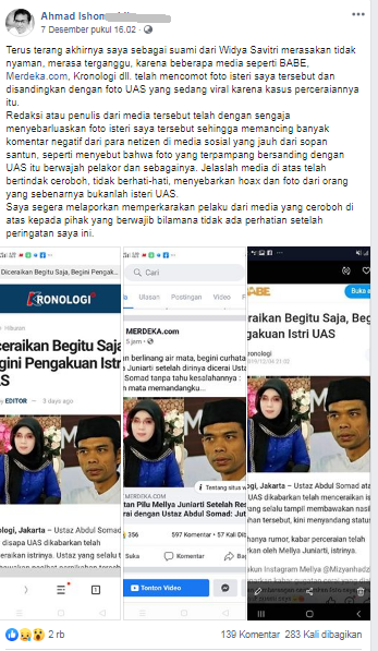 Tak Terima Foto Istrinya DIsandingkan Dengan Foto UAS, Kyai Muda Ini Angkat Bicara!