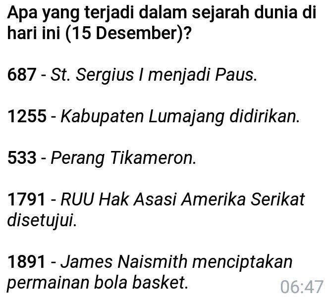 Berbagai Peristiwa Penting Dalam &quot;Sejarah 15 Desember!!&quot; Kamu Harus Tahu..