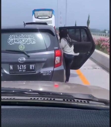 Viral Emak-emak Curi Bunga di Tengah Jalan Kabupaten Malang