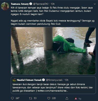 Gara-gara Banjir, Tsamara Amany dan TGUPP Anies Saling Serang di Twitter