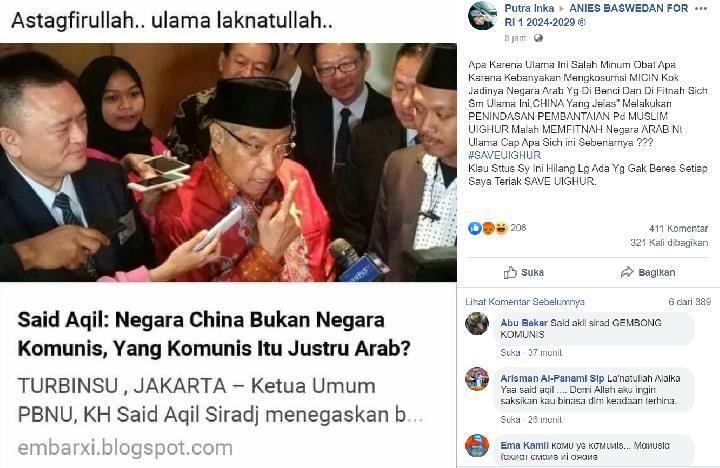 Benarkah Ketua PBNU Said Aqil Sebut Cina Bukan Komunis dan Justru Arab yang Komunis?