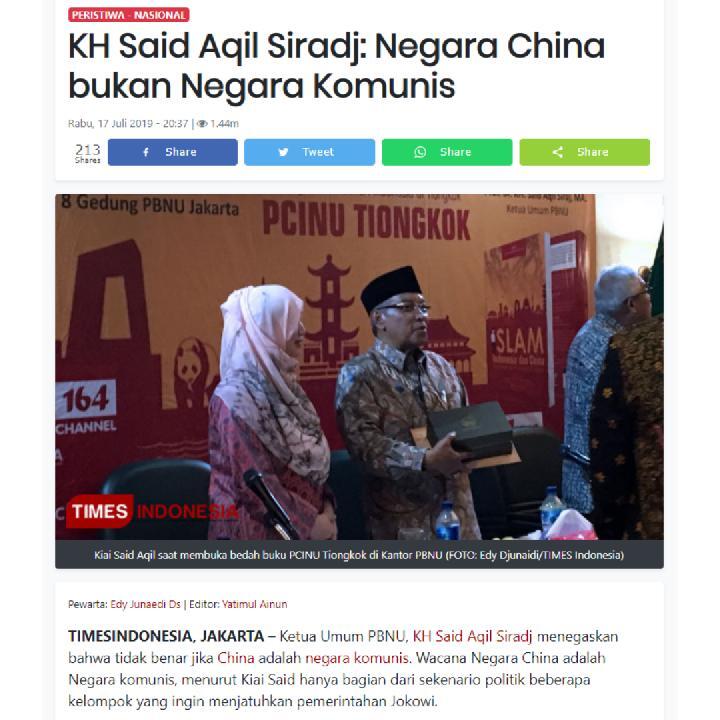 Benarkah Ketua PBNU Said Aqil Sebut Cina Bukan Komunis dan Justru Arab yang Komunis?