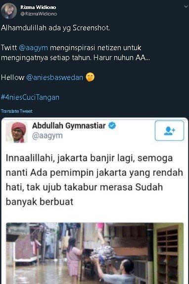 Jakarta Banjir, Cuitan Lawas Aa Gym Ramai Diungkit