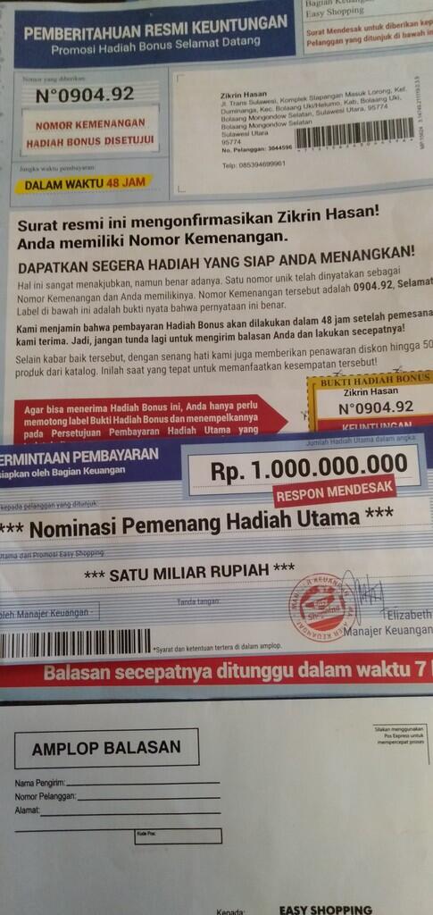 Nomor kemenangan easy shopping