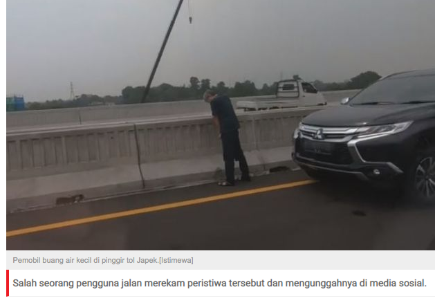 Pecah Rekor, Pemobil ini Disebut Jadi Orang Pertama yang Pipis di Tol Japek