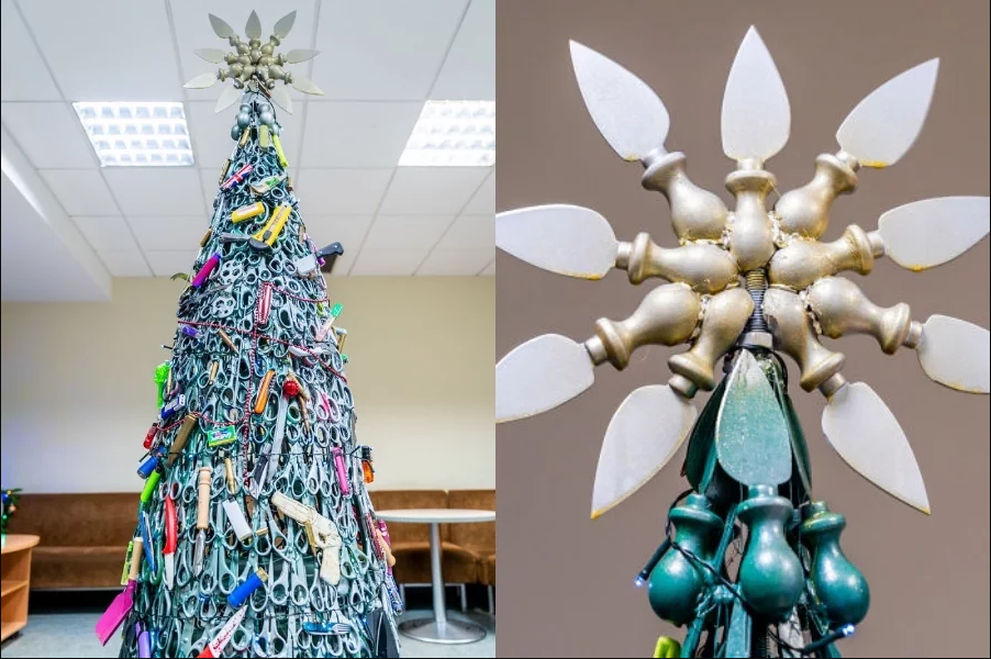 Para Petugas Bandara Lithuani Membuat Pohon Natal Dari Barang-Barang Sitaan
