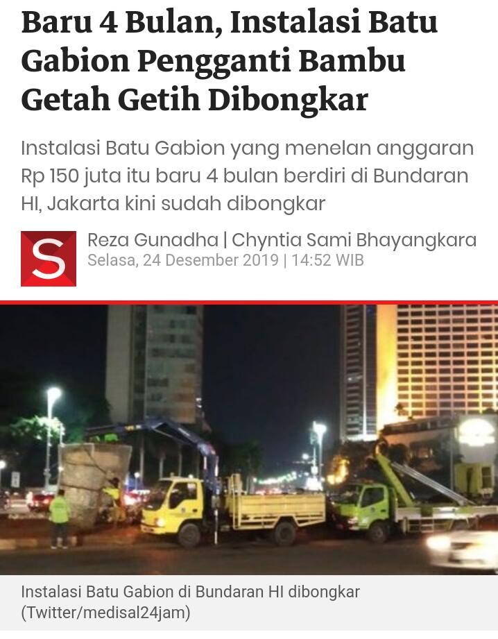 Baru 4 Bulan, Instalasi Batu Gabion Pengganti Bambu Getah Getih Dibongkar