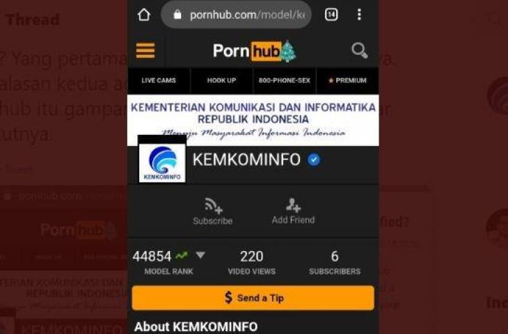 Heboh Akun "Kemkominfo" Terverifikasi di Pornhub, Netizen: Caranya Gampang!