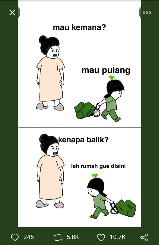 Dia kemana ya gak balik lagi