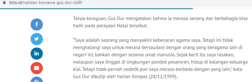 Gus Dur Jadi Oposisi Soeharto sambil Menentang Sektarianisme Agama