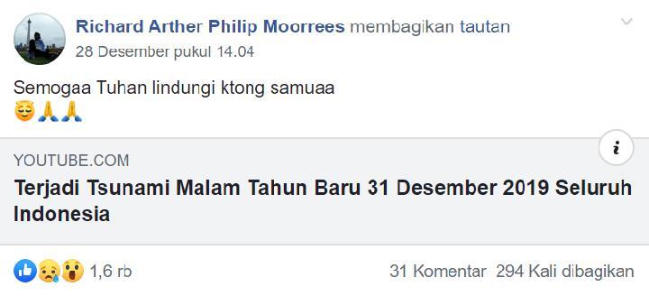 Benarkah Tsunami Akan Melanda Indonesia pada Malam Tahun Baru 2020?