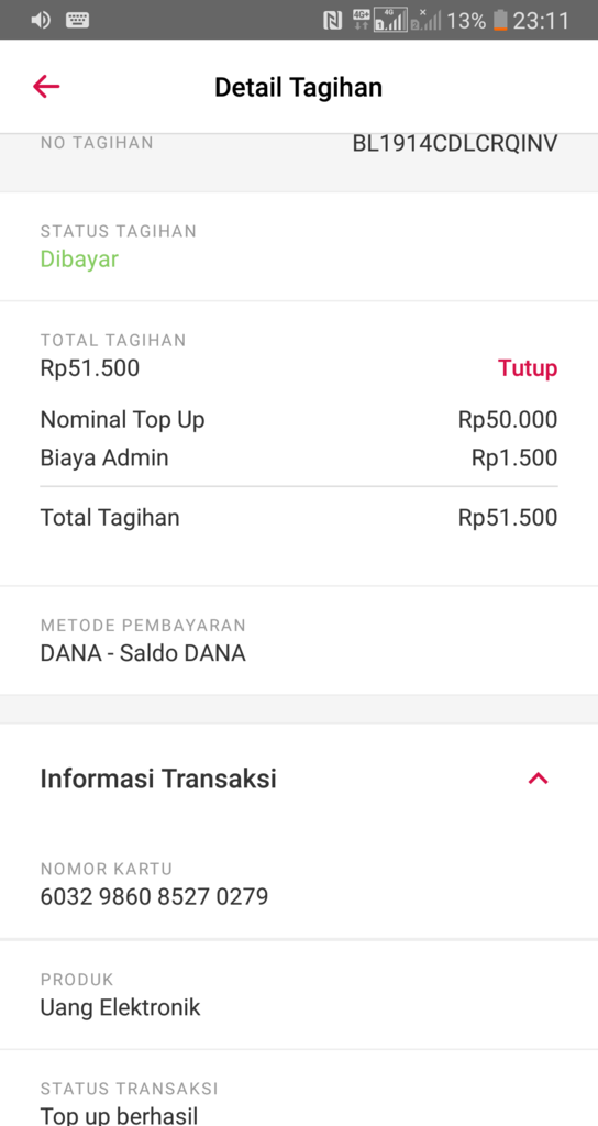 Isi Emoney via bukalapak berhasil tapi saldo tidak bertambah