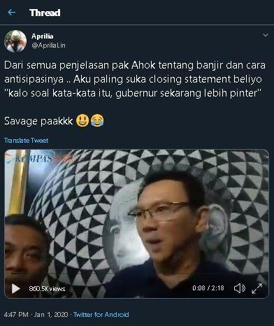 Respons Ahok soal Banjir Viral Lagi, Sebut Gubernur Sekarang Lebih Pintar