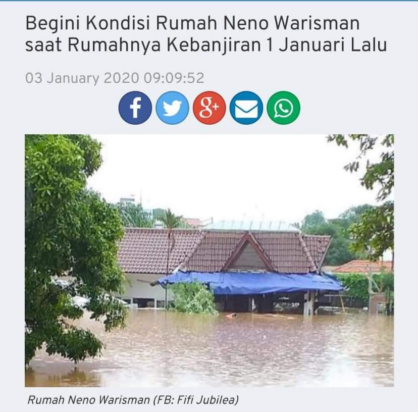 Kondisi Rumah Neno Warisman saat Kebanjiran