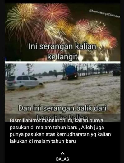 Banjir Akibat Kembang Api, Ada yang Bersyukur Melihat Derita Orang Lain