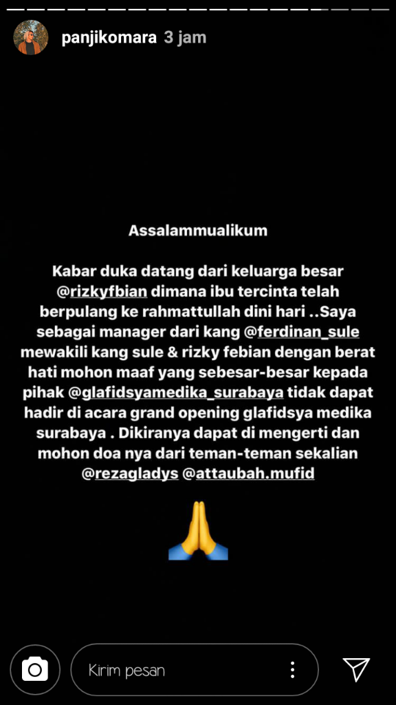 Innalillahi, Ibunda Rizky Febian Berpulang Ke Rahmatullah Dini Hari Tadi