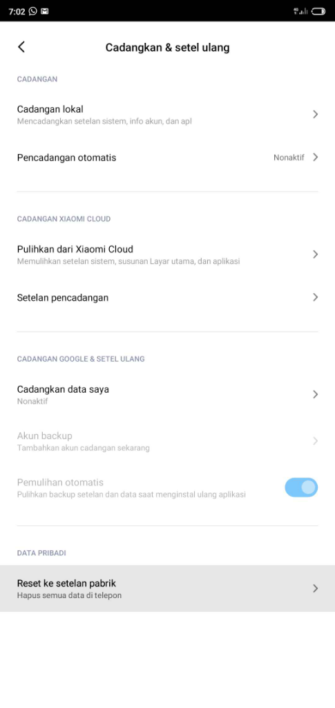 Cara Format Pengaturan Pabrik HP Xiaomi MIUI 11 Terbaru
