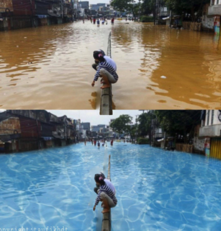 Keren! Ini Dia Deretan Edit Foto Saat Kejadian Banjir, Setuju Tidak?