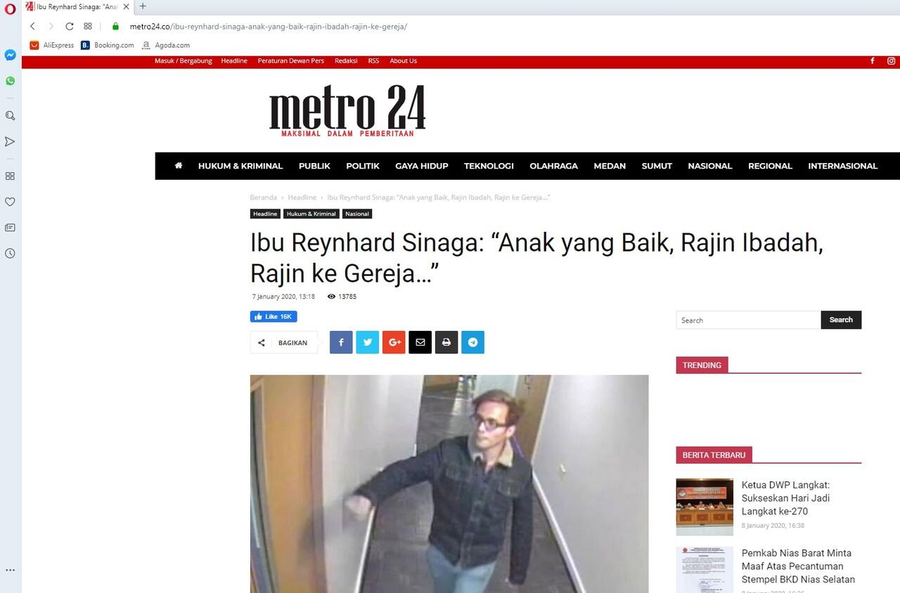 Ibu Reynhard Sinaga: “Anak yang Baik, Rajin Ibadah, Rajin ke Gereja…”