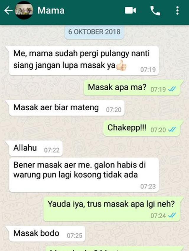 Chat Emak, Anak dan Bapak Super Gokils Bikin Ngakak Klimaks! Emak Kerja Kotor? 