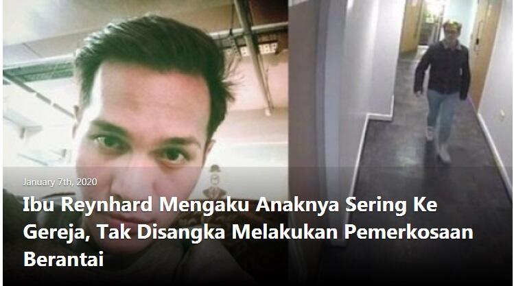 ibu reynhard mengaku anaknya sering ke gereja tak disangka melakukan pemerkosaan