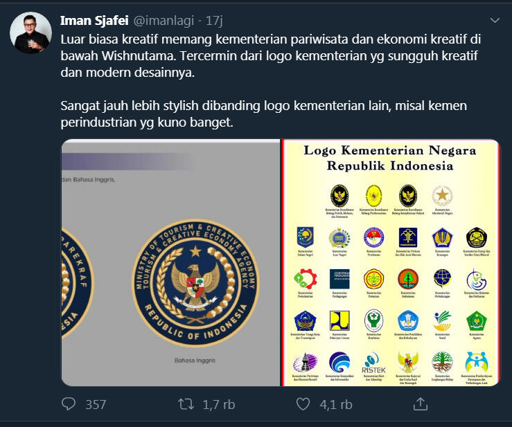 Logo Baru Kemenparekraf Dibully Netizen, Disamakan dengan Fake Taxi