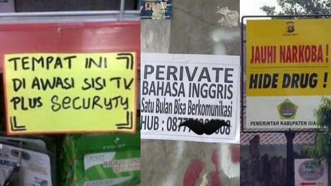 Kesalahan-kesalahan Tulisan Bahasa Inggris di Tempat Umum Ini Auto Bikin Ketawa